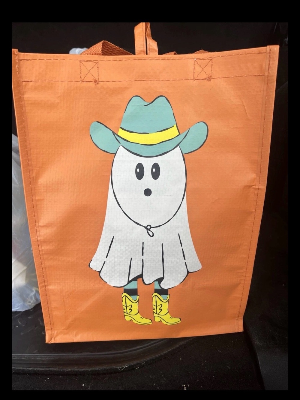 HEB Destination Holiday Cowboy Boo Halloween Reusable Bag Ghost NWT 10x13